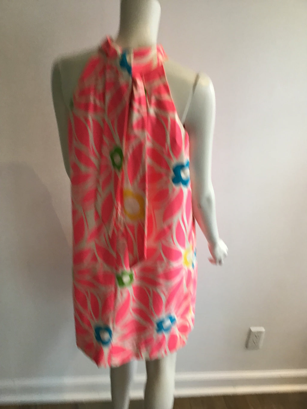 1960's Nalii  Pink Hawaiian Cotton Printed dress-size 8-10