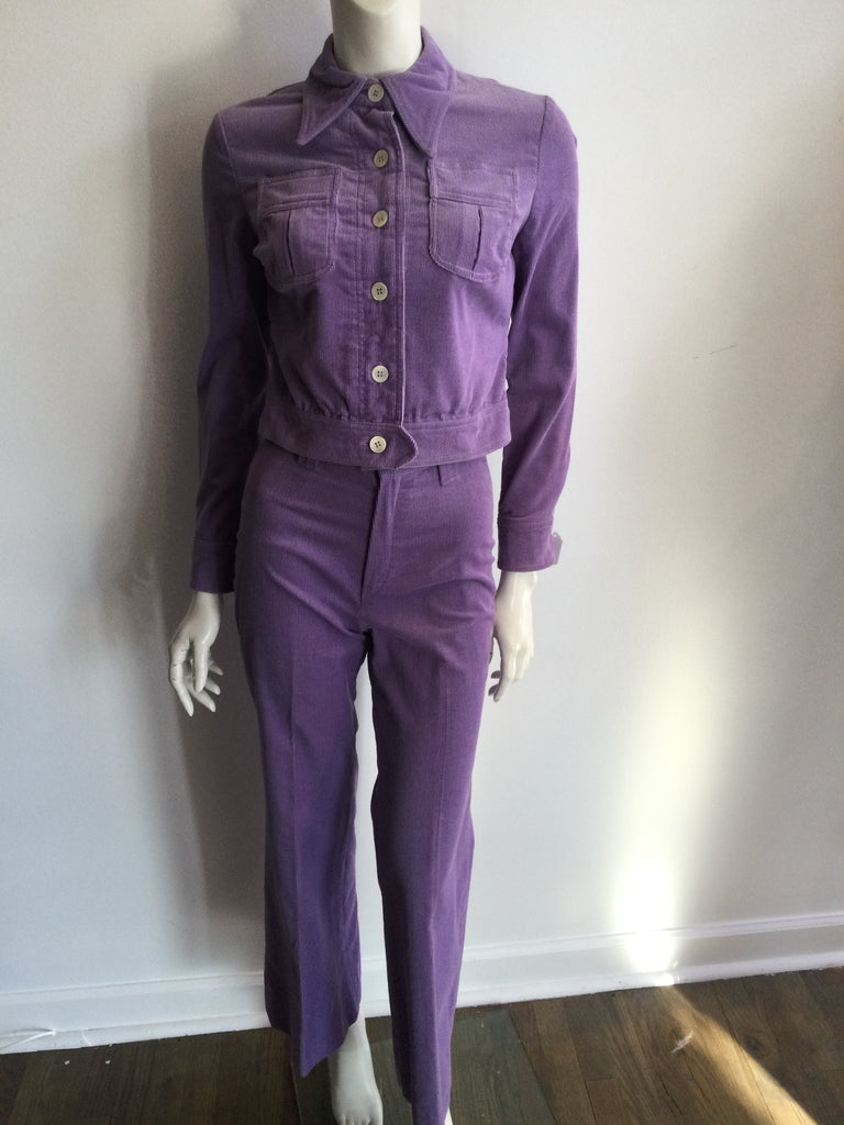 1970s purple cotton corduroy pant suit