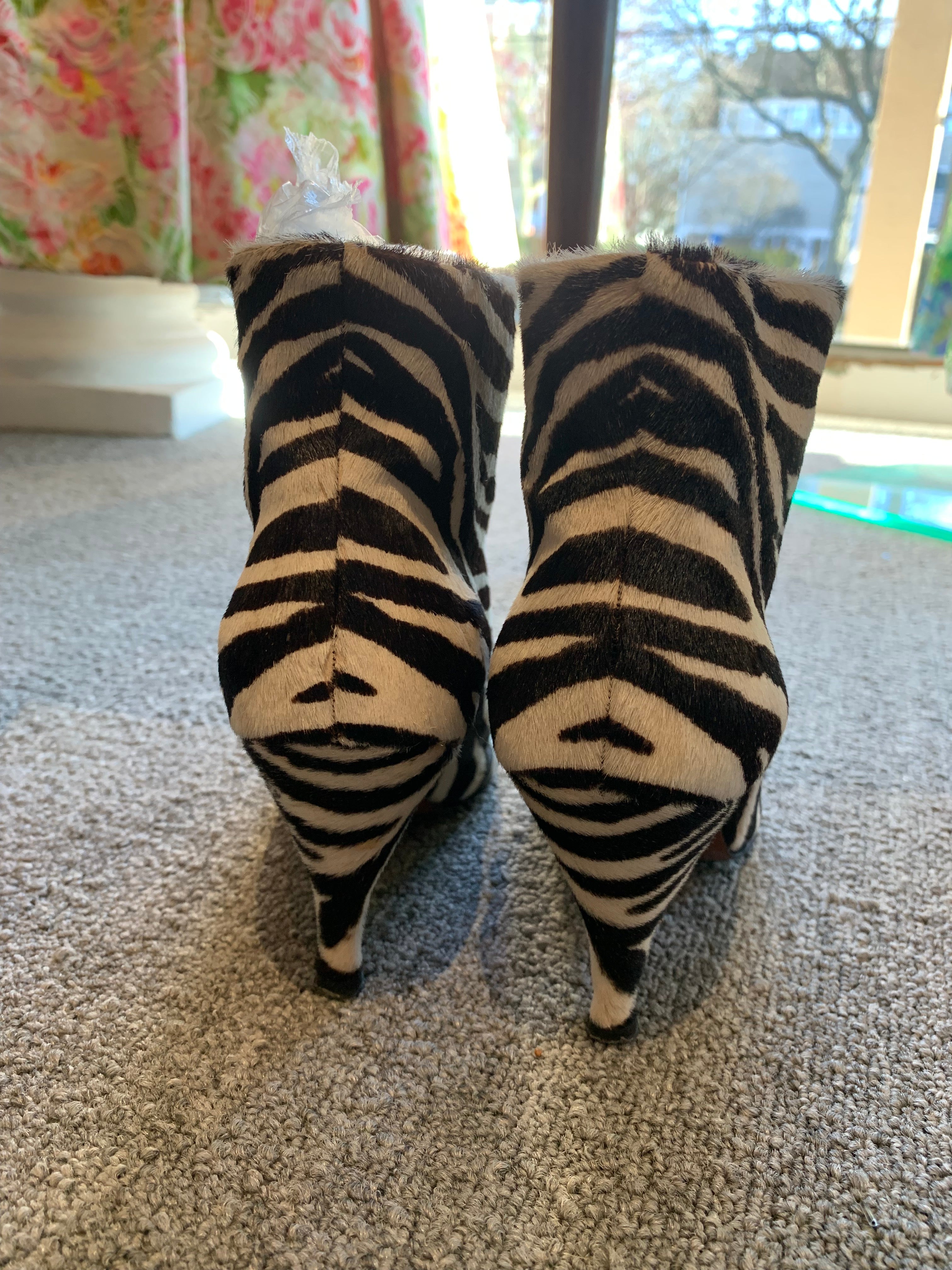 Zebra Print Heeled Booties