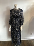 vintage 1960s blue organza beaded evening gown