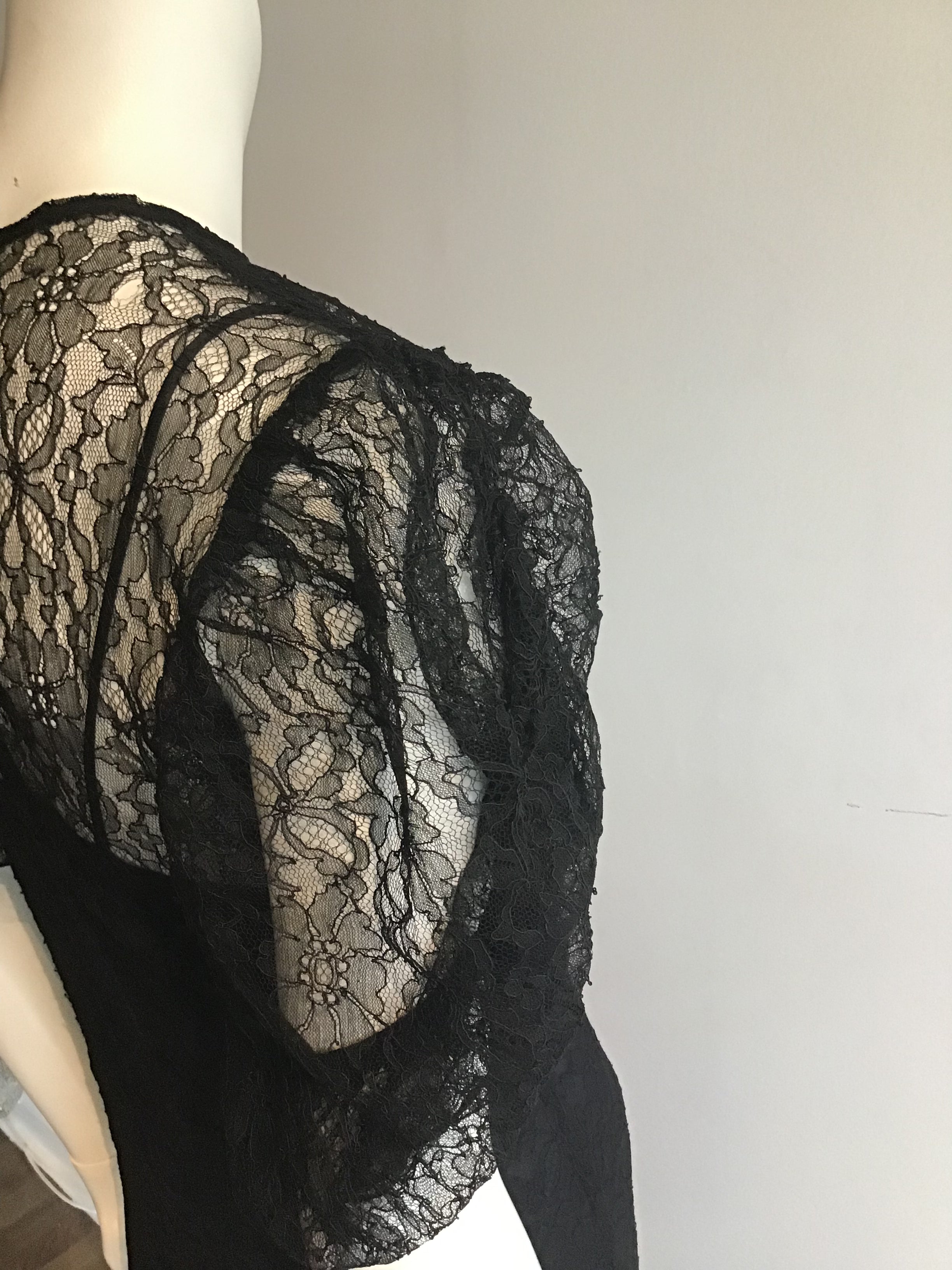 1930s Black Lace Evening Gown size 6