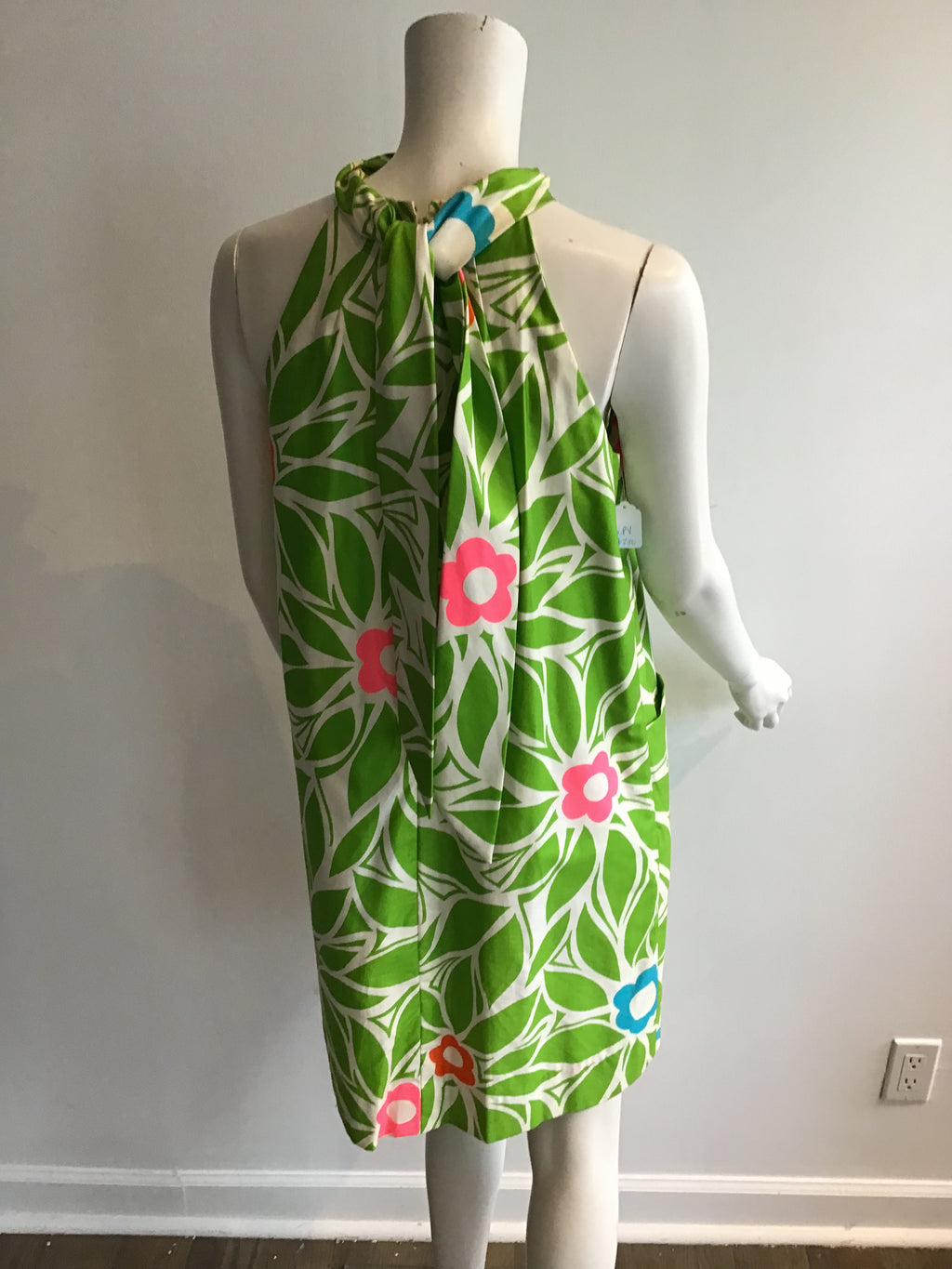 1960s Nalii Hawaiian Green Printed Dress