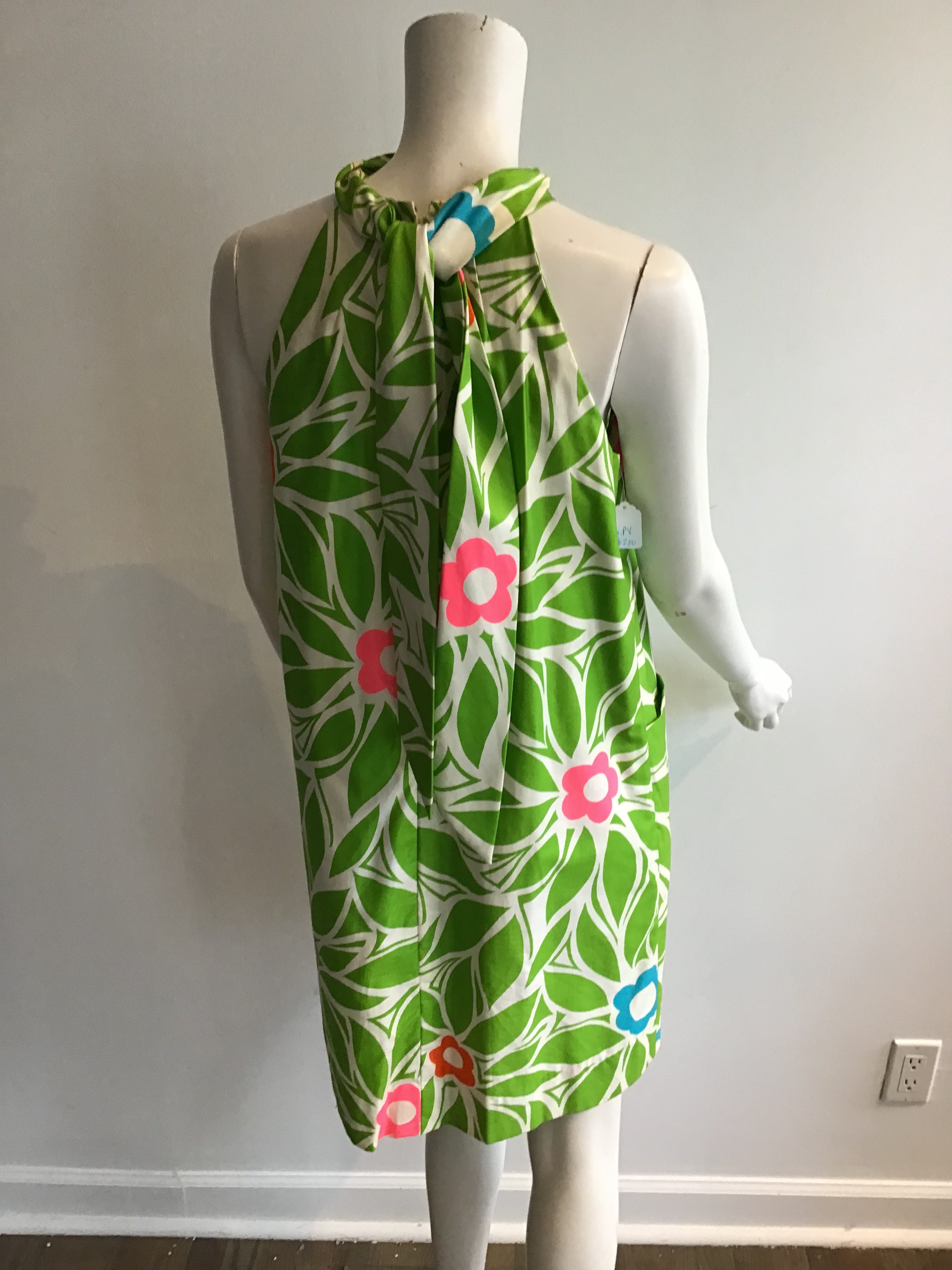1960s Nalii Hawaiian Green Printed Dress