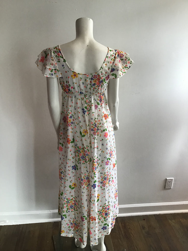 1970s Cotton Maxi with Floral Print