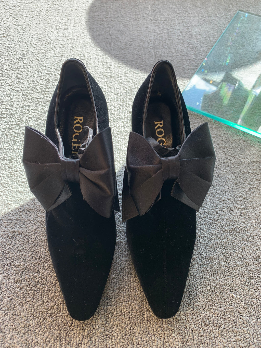 Roger Vivier Black Velvet shoes with bow-size 37 1/2