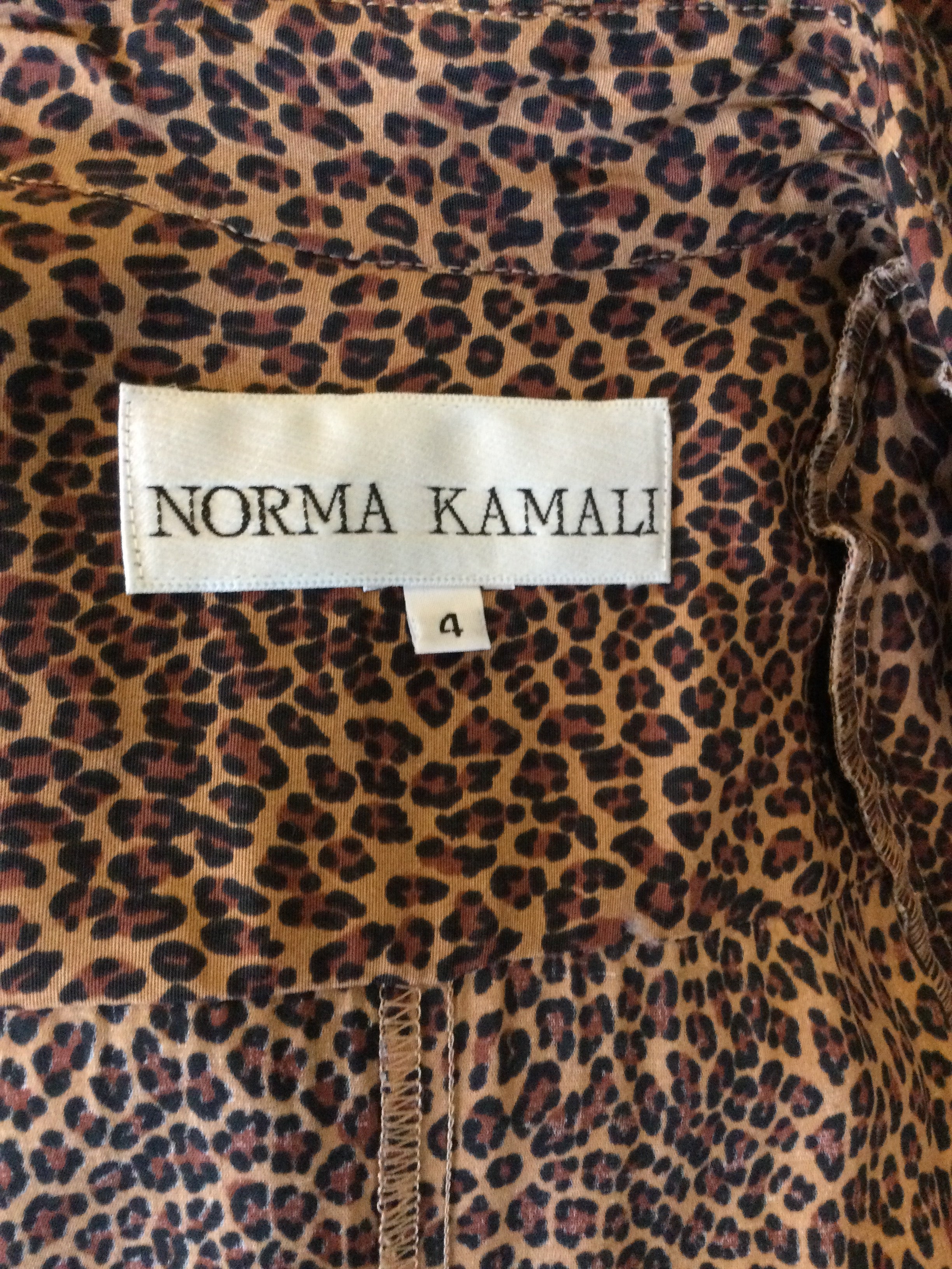 1980's Norma Kamali Rayon Leopard Day Dress-size 4