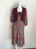 vintage 1970s ragtime floral printed dress with vest 