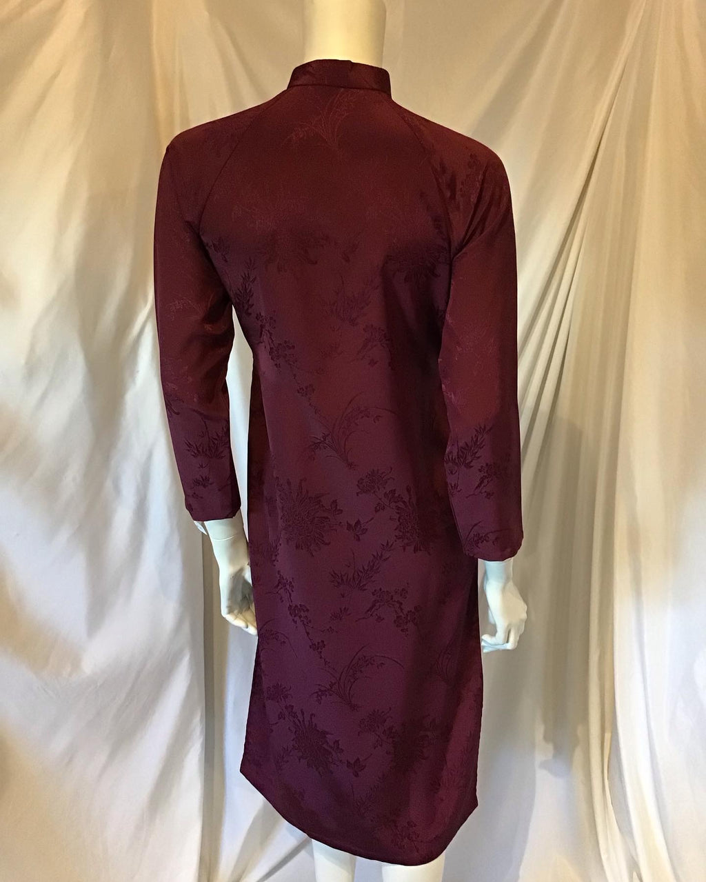 1950s Burgundy Silk Chinese Qipao Dress size -6/8