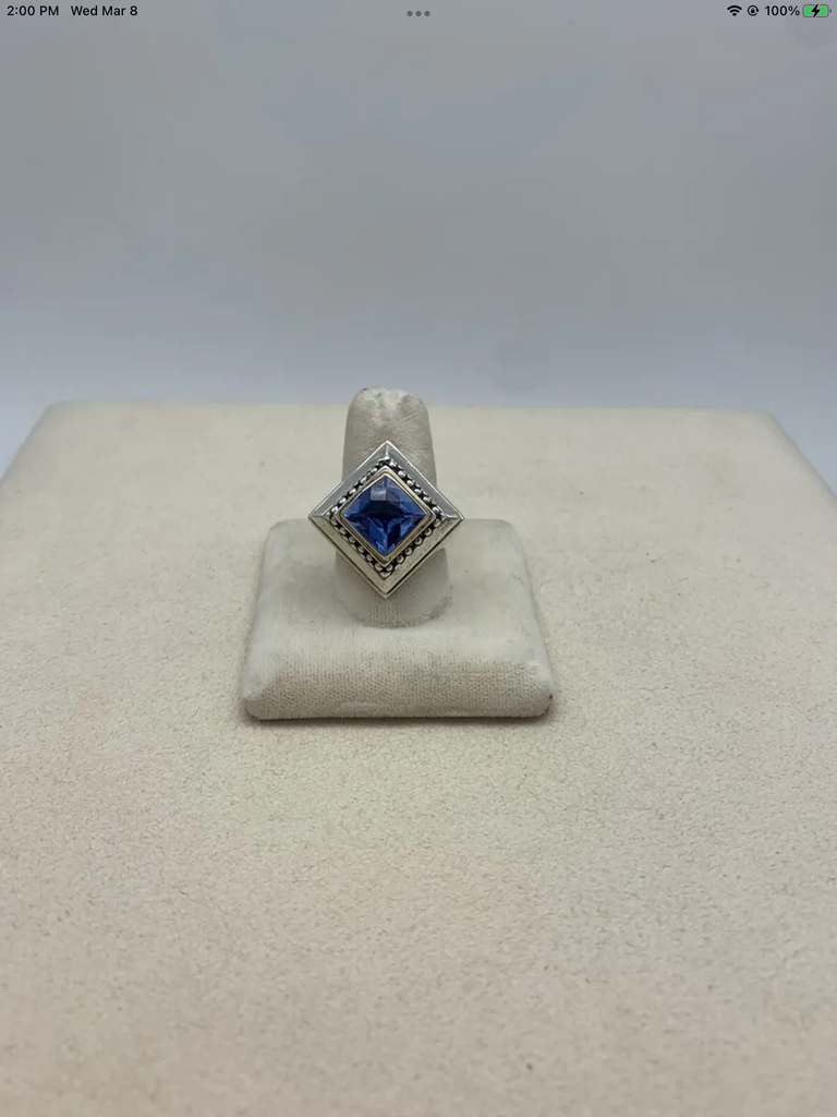 michael dawkins sterling blue crystal ring