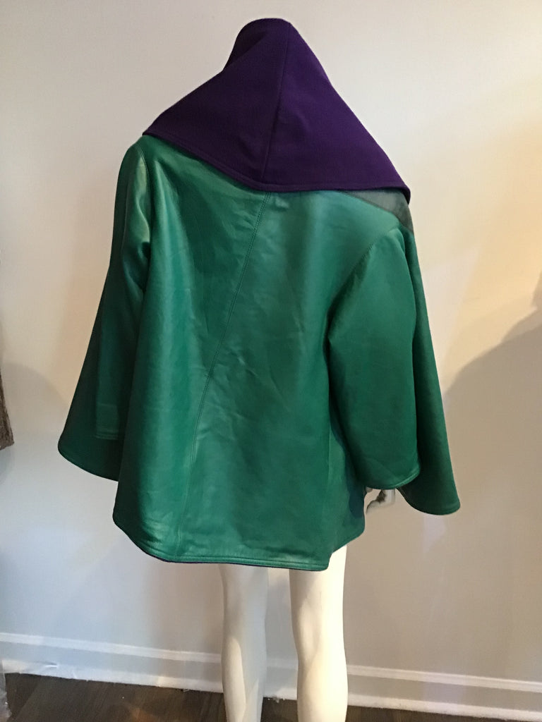 Purple and Green leather 1980s Mario Valentino jacket