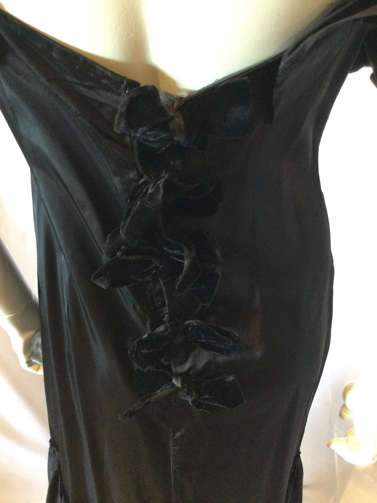 1930's Black Silk Taffetta Evening Gown size 4/5