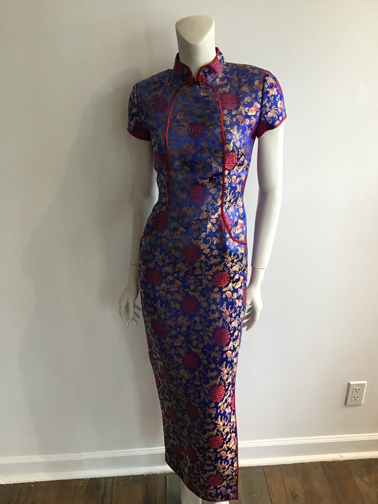 1990s Cheongsam (Quipao) Blue and Res