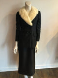 vintage 1960s lillie rubin black silk faille with white mink collar evening coat