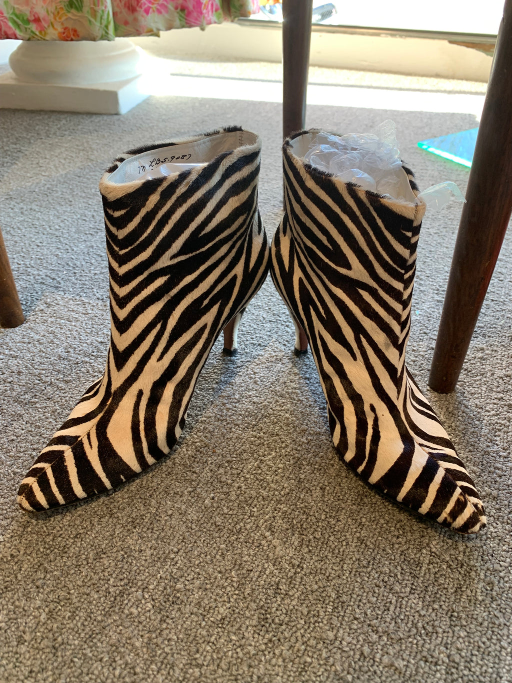 Zebra Print Heeled Booties
