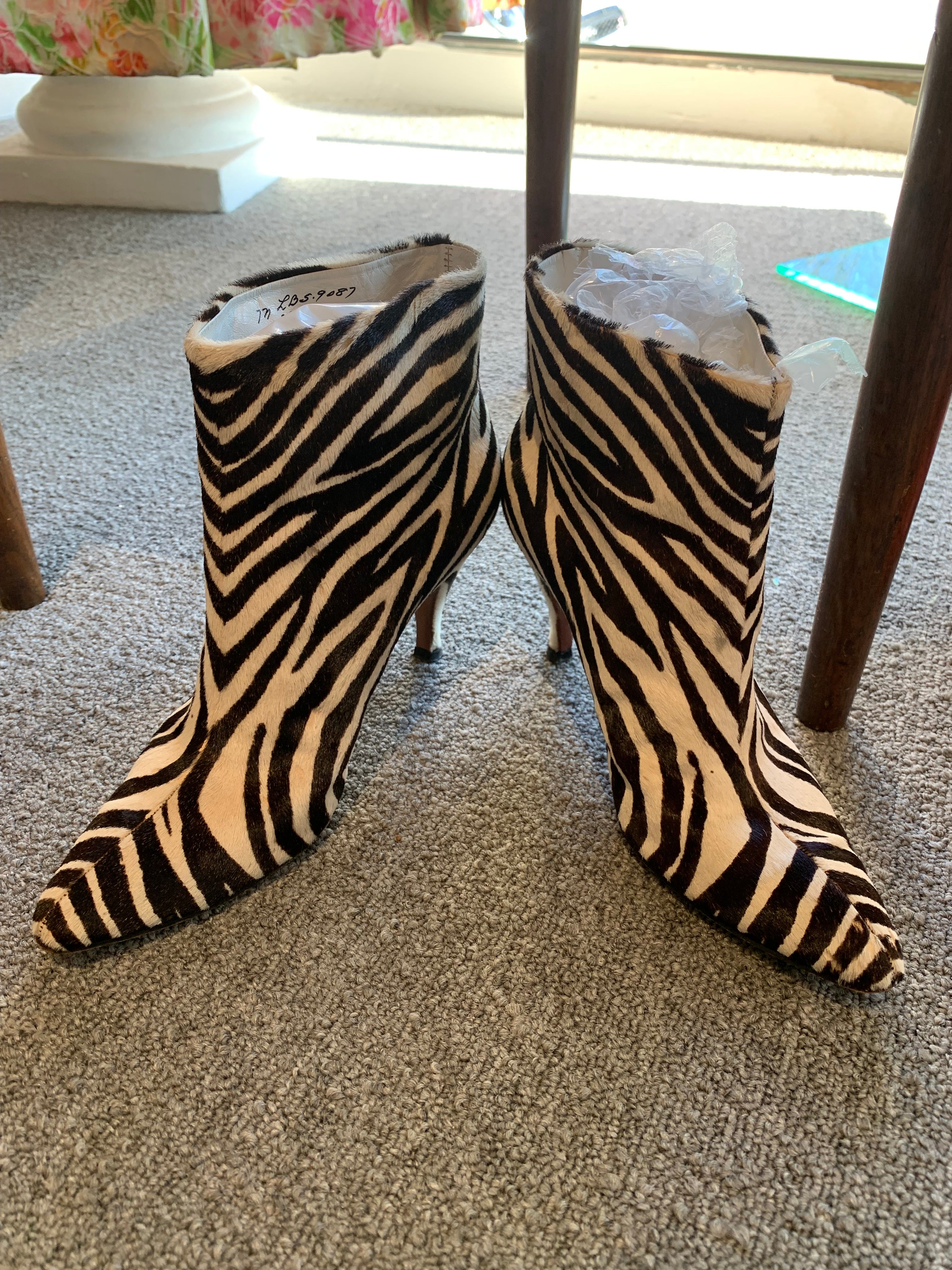 Zebra Print Heeled Booties