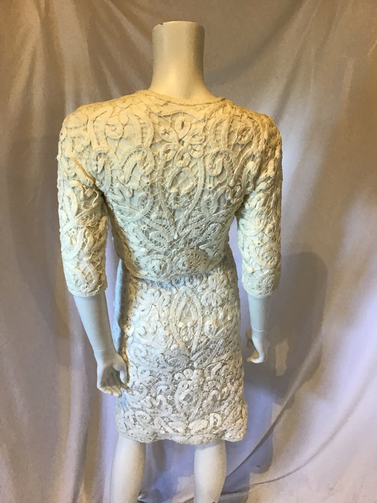 1960s Two Piece Cream Tape Lace Suit size 2/4