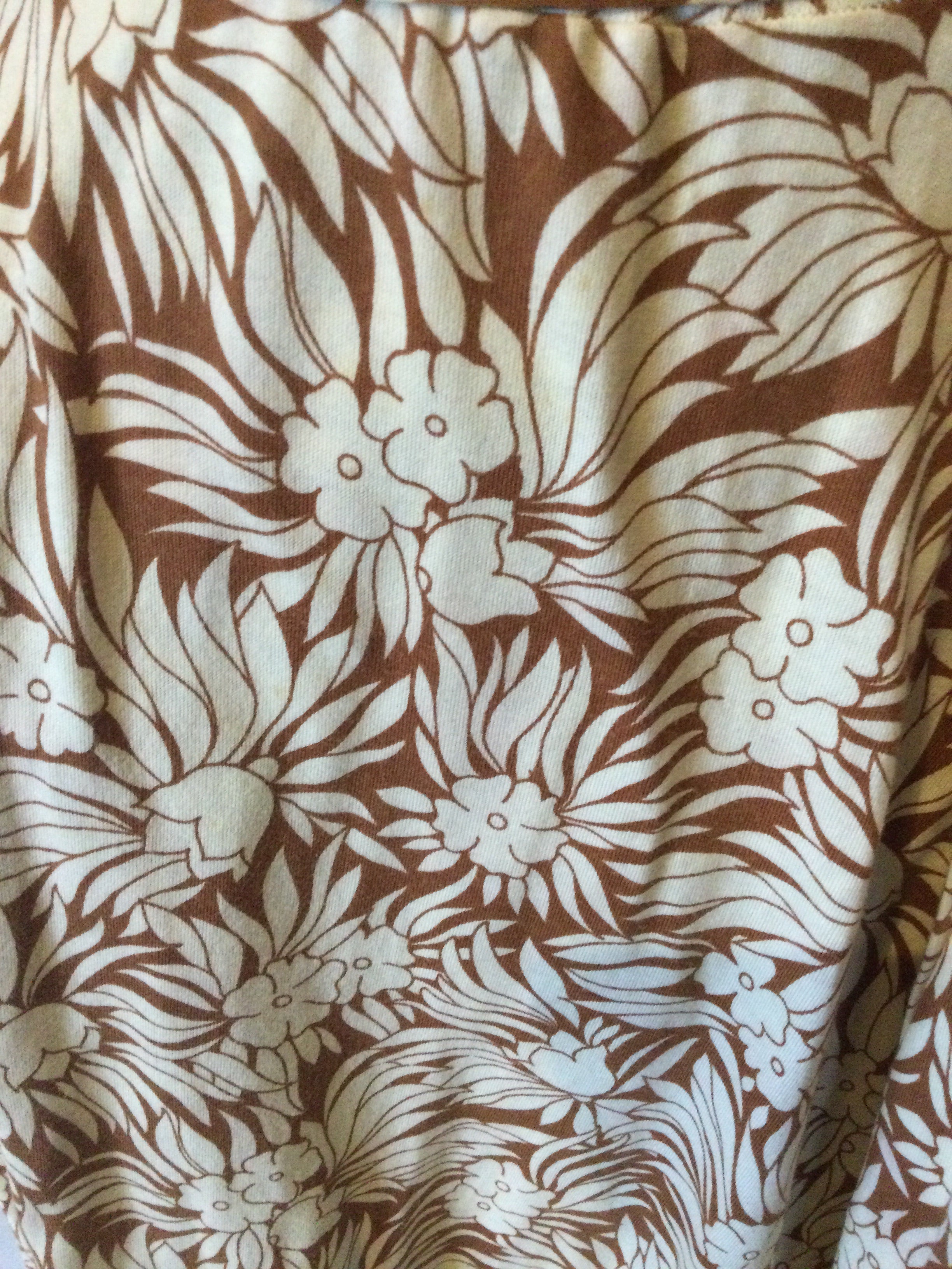 Diane Von Furstenberg 1970's Brown and Cream Cotton and Rayon Wrap Dress size 12