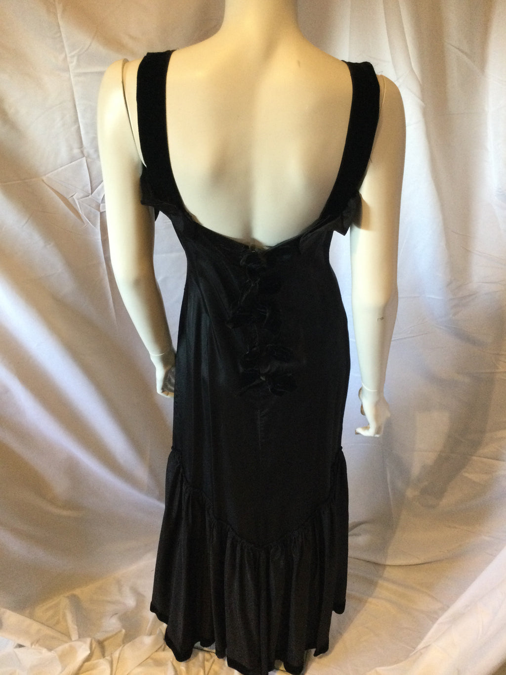 1930's Black Silk Taffetta Evening Gown size 4/5