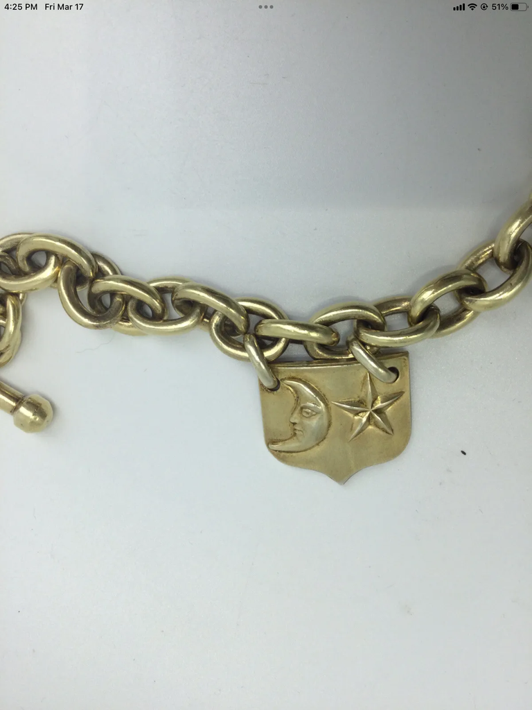 Rare Barry Kieselstein Cord 1984 Sterling Moon and Stars Chain Belt
