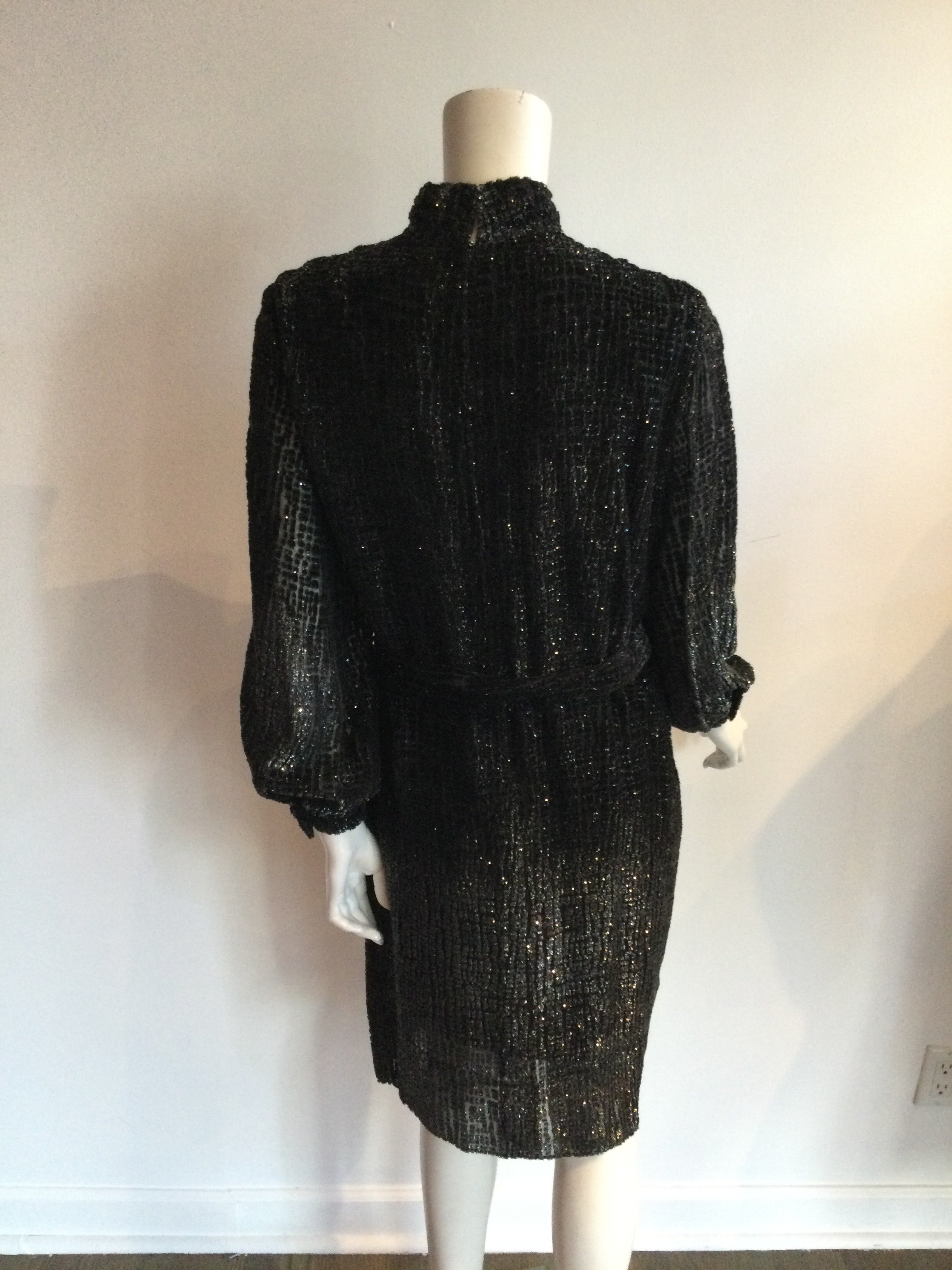 1960's Rudi Gernreich Black Flocked Velvet Cocktail Dress-size8