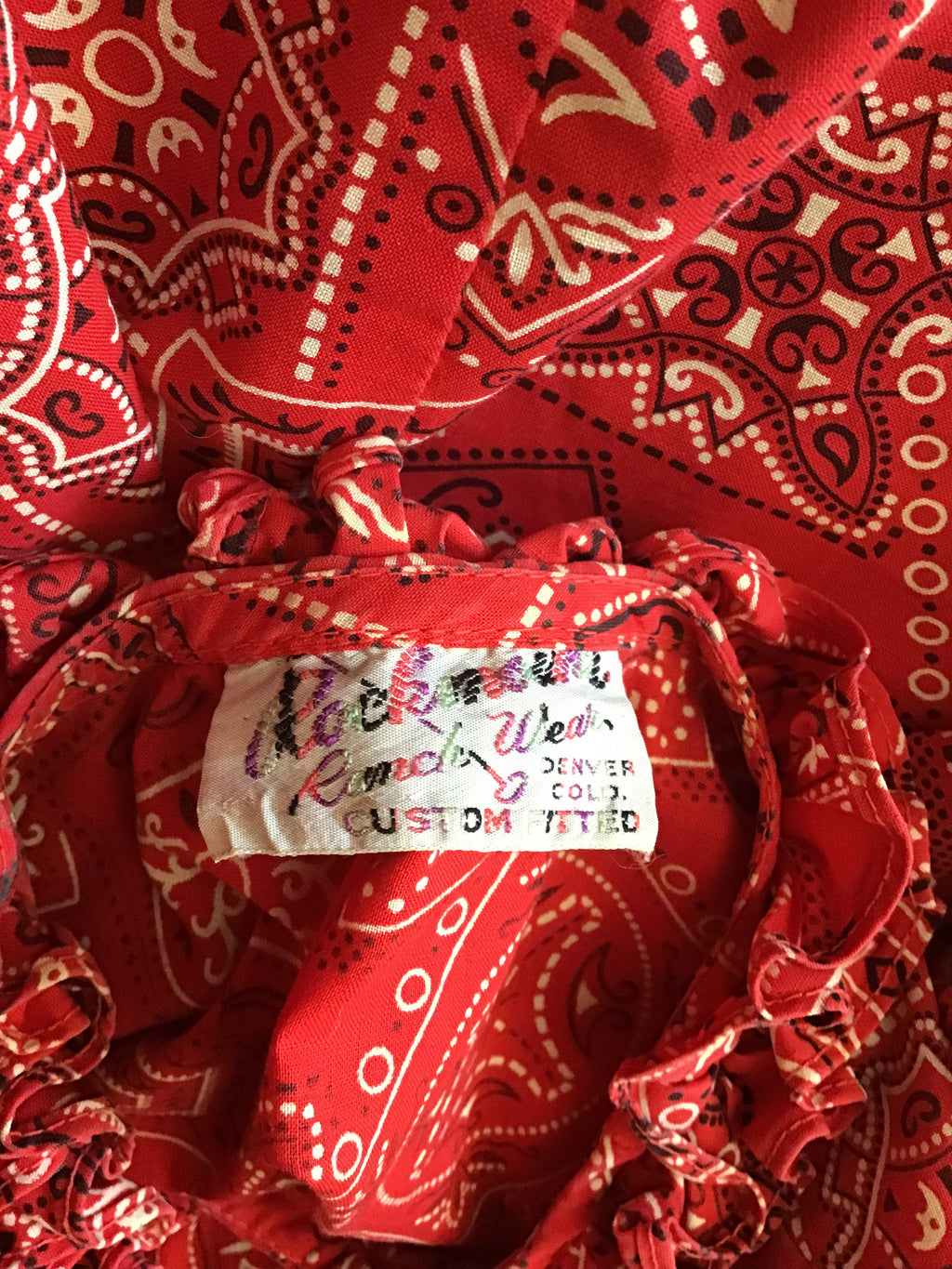 1950s Rockmount Ranch Wear Red Cotton  2 piece Dress