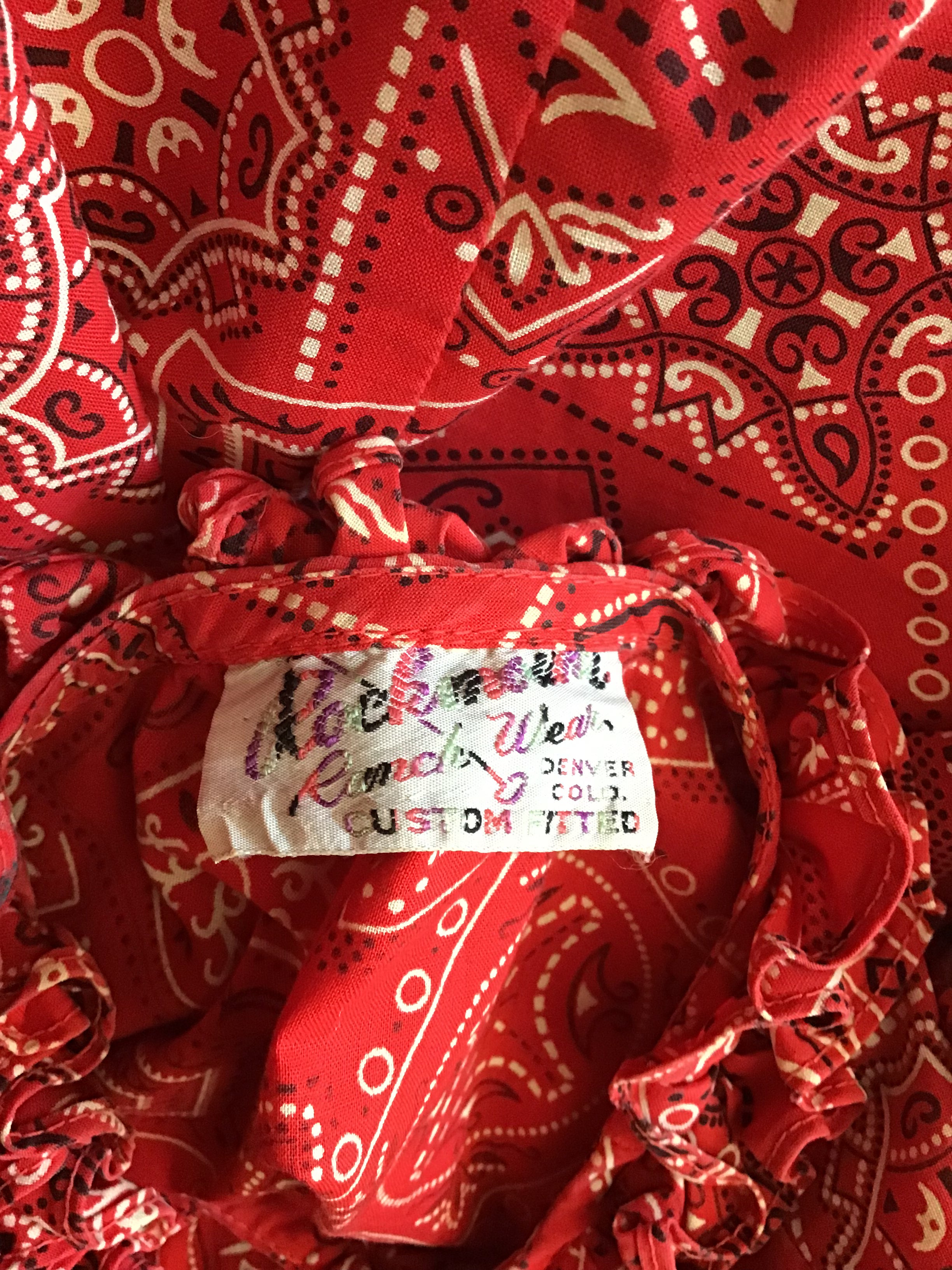 1950s Rockmount Ranch Wear Red Cotton  2 piece Dress