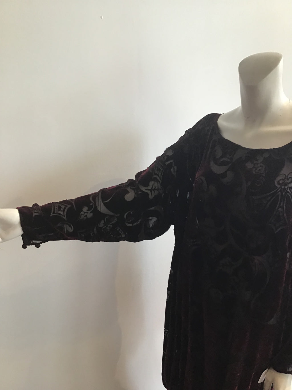 1980's Patricia Lester Deep Cranberry Acid Velvet Evening Gown Size 10/11