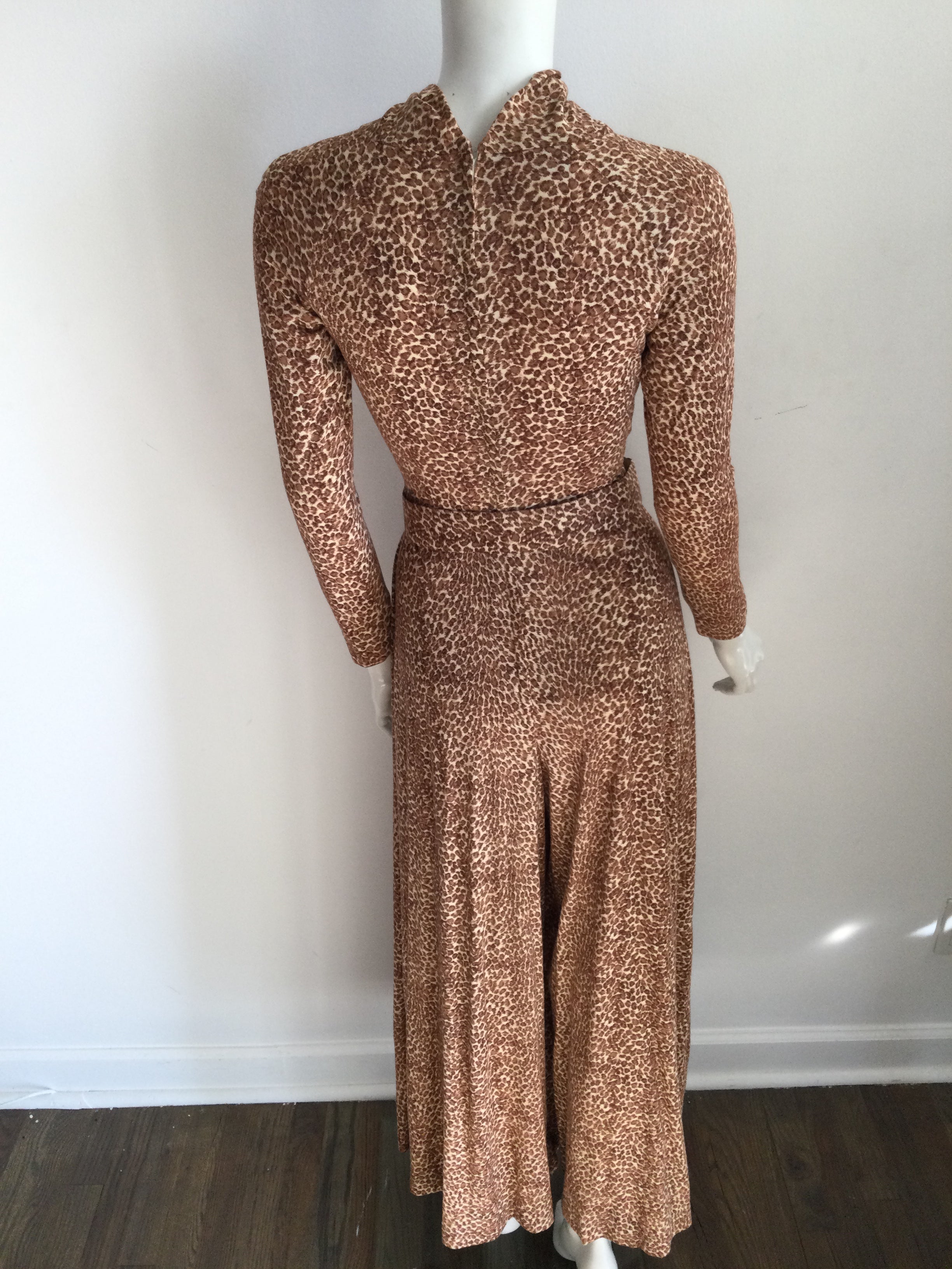 1970s B.Cohen by Jaconelli Cotton Leopard Print Jumpsuit Size 4