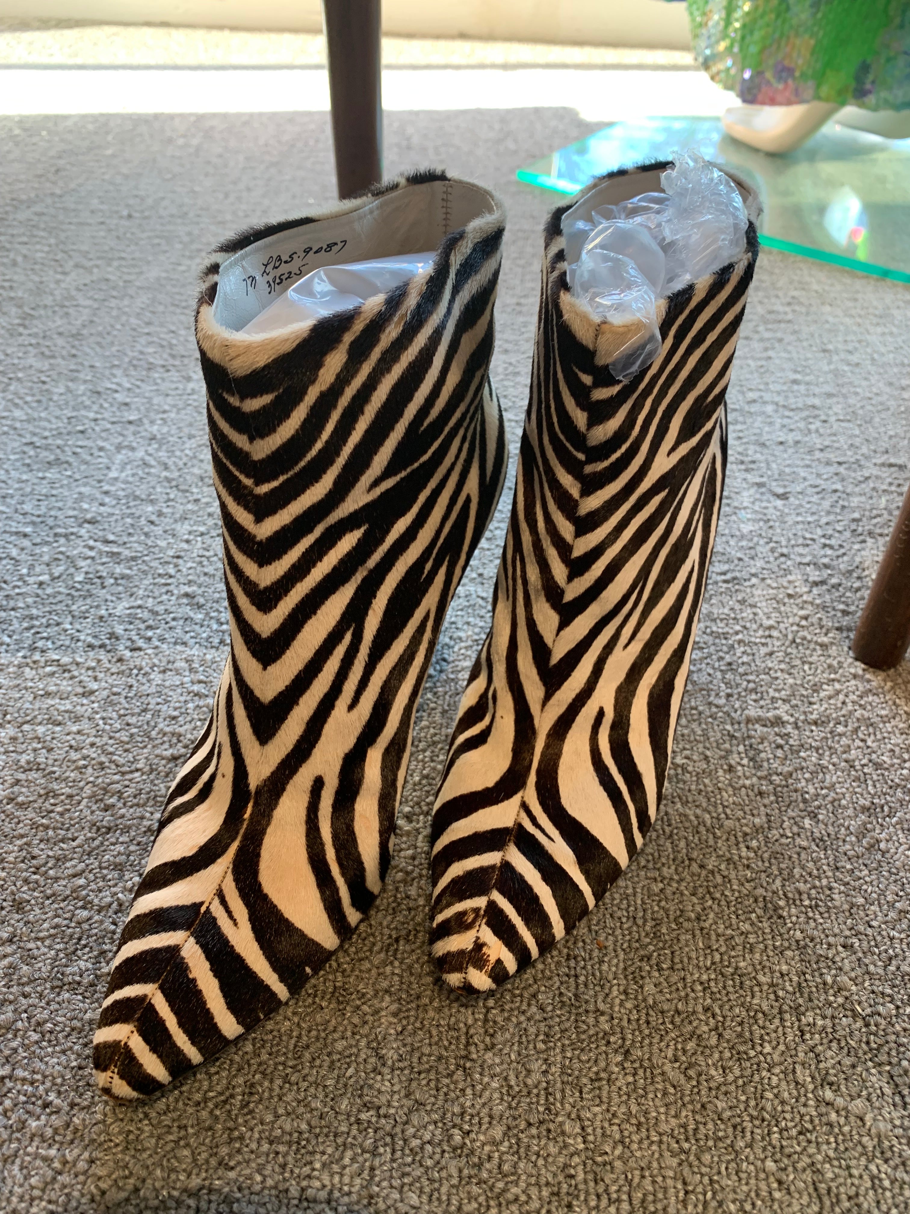Zebra Print Heeled Booties