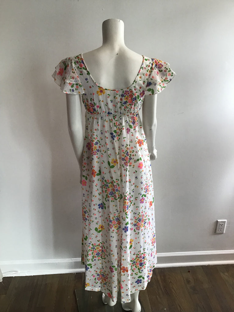 1970s Cotton Maxi with Floral Print