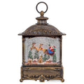 Bronze LED Swirl Santa with Sleigh Christmas Lantern