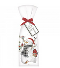 Birdhouse Snowman Christmas Holiday  Kitchen Towel Pair