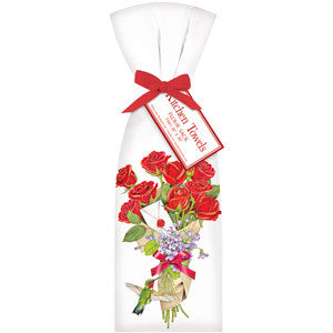 Valentine Red Roses  Bouquet Pair of Kitchen Towels