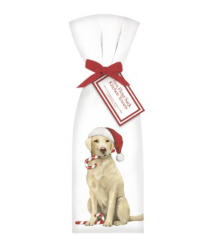 mary lake thompson dog holiday yellow lab kitchen towel set